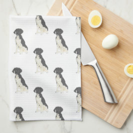 Paño De Cocina Puntero alemán de corto alcance (blanco y negro)