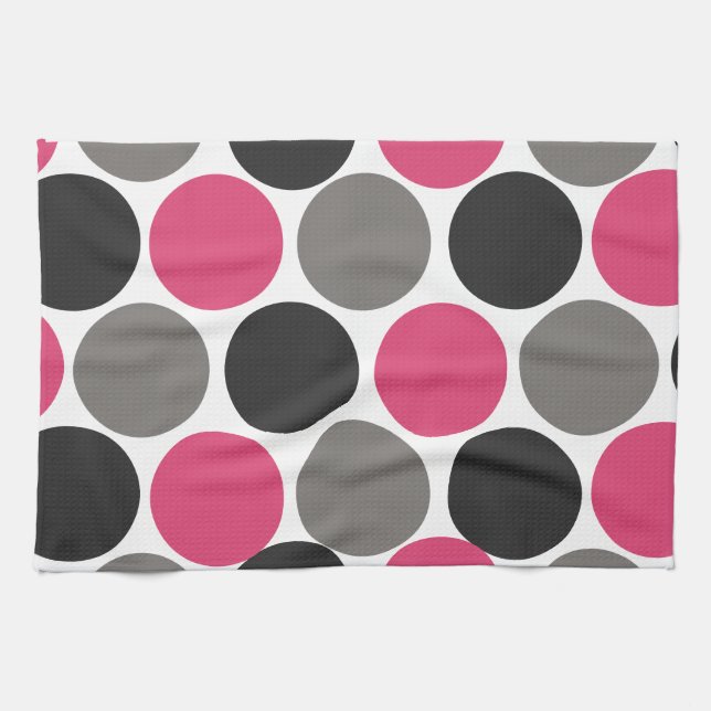 Paño De Cocina Punto de Polika rosa y gris (Horizontal)
