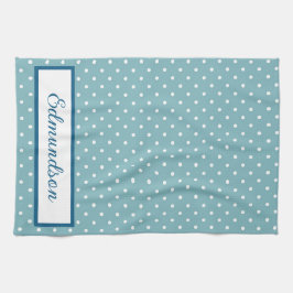 Paño De Cocina Punto de polka azul y blanco personalizado
