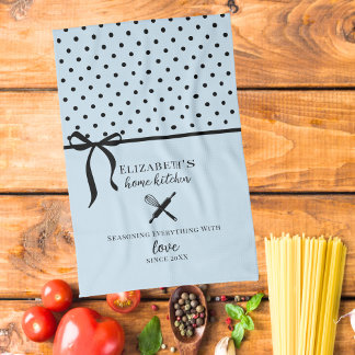 Paño De Cocina Punto de Polka azul y negro de luz azul y Moda fin