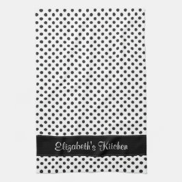 Paño De Cocina Punto de polka blanco y negro personalizado