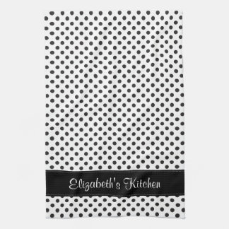 Paño De Cocina Punto de polka blanco y negro personalizado