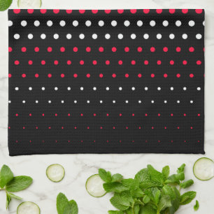 Paño De Cocina Punto de polka blanco y rojo carmín