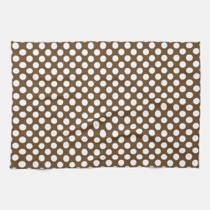 Paño De Cocina Punto de polka marrón y blanco