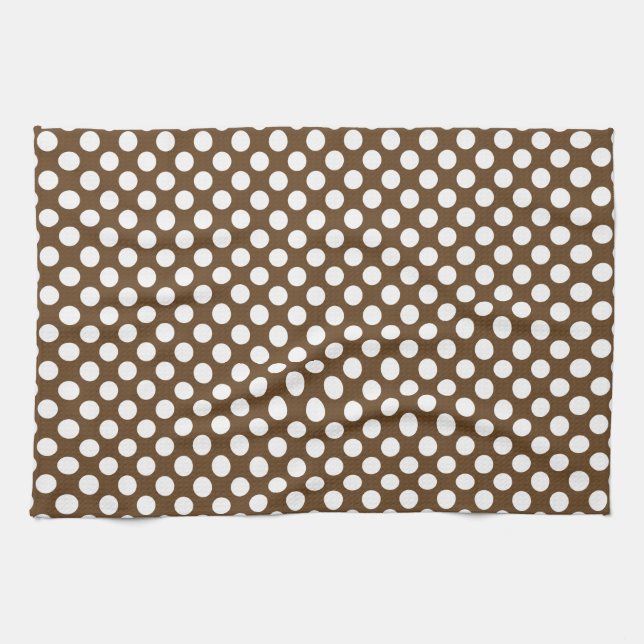 Paño De Cocina Punto de polka marrón y blanco (Horizontal)