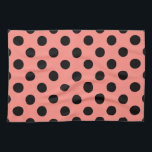 Paño De Cocina Punto de polka negro sobre melocotón<br><div class="desc">Punto de polka negro sobre melocotón</div>