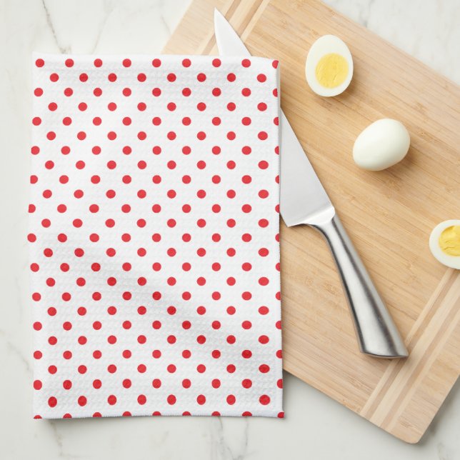 Paño De Cocina Punto de Polka Rojo (Doblado Cuarto)