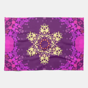 Paño De Cocina Punto Mandala Flor rosa y amarillo