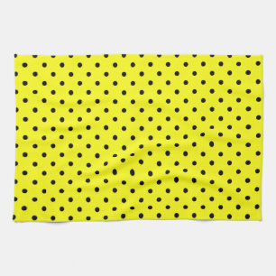 Paño De Cocina Punto negro de polka amarillo