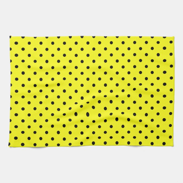 Paño De Cocina Punto negro de polka amarillo (Horizontal)