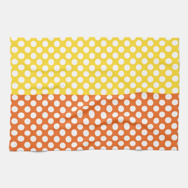 Paño De Cocina Punto Polka blanco, amarillo y Naranja (Horizontal)