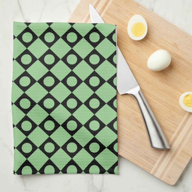 Paño De Cocina Punto retro negro (Doblado Cuarto)