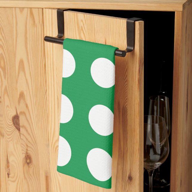 Paño De Cocina Punto verde blanco lindo retro (Pliegue de tercios)