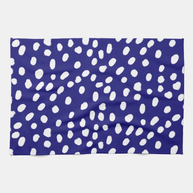 Paño De Cocina Puntos Blancos Azul Oscuro (Horizontal)