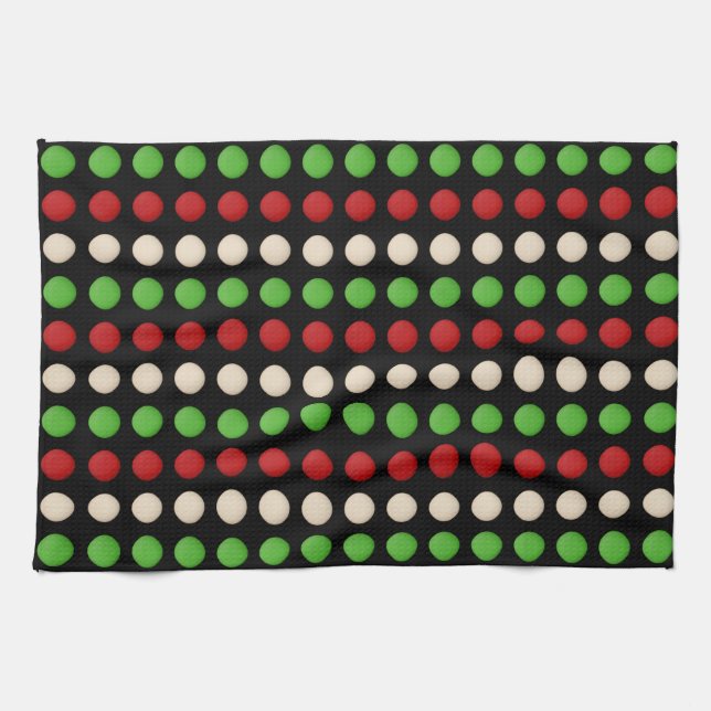 Paño De Cocina Puntos blancos verdes rojos (Horizontal)