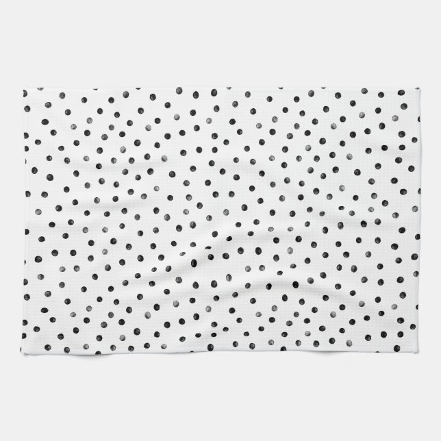 Paño De Cocina Puntos blancos y negros del confeti (Horizontal)