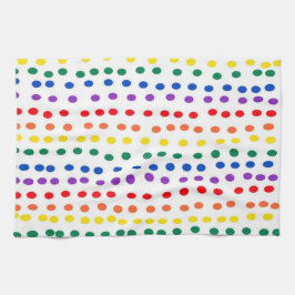 Paño De Cocina Puntos de golosinas arcoiris sobre blanco