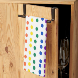Paño De Cocina Puntos de golosinas arcoiris sobre blanco