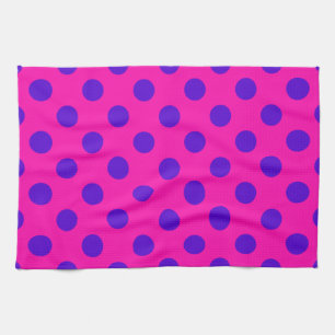 Paño De Cocina Puntos de polka azul en fuchsia