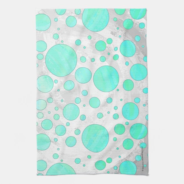 Paño De Cocina Puntos de Polka Azul Mint Ice Aqua (Vertical)