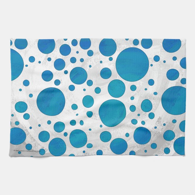 Paño De Cocina Puntos de Polka Azul Oceánico (Horizontal)
