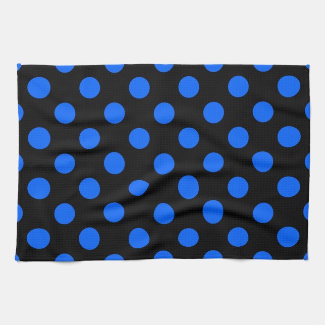 Paño De Cocina Puntos de polka azul y negro (Horizontal)
