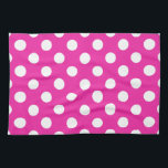 Paño De Cocina Puntos de polka blanco en fuchsia<br><div class="desc">Puntos de polka blanco en fuchsia</div>