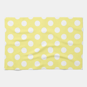 Paño De Cocina Puntos de polka blanco sobre amarillo limón