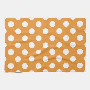 Paño De Cocina Puntos de polka blanco sobre ámbar