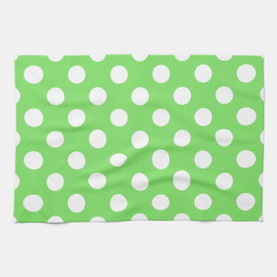 Paño De Cocina Puntos de polka blanco sobre verde manzana