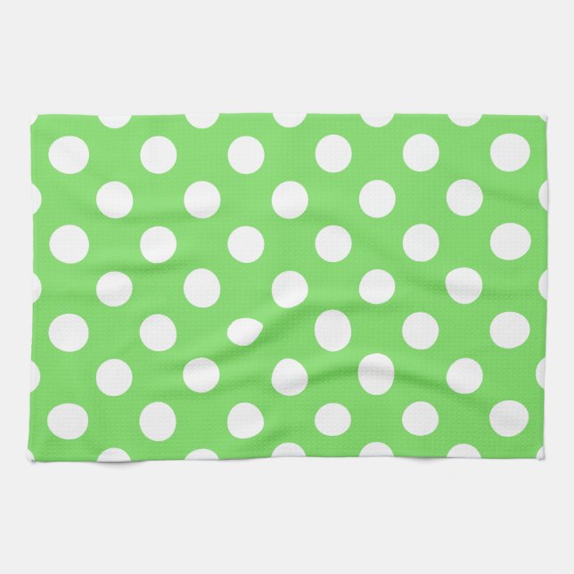 Paño De Cocina Puntos de polka blanco sobre verde manzana (Horizontal)