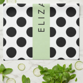 Paño De Cocina Puntos de Polka blancos y negros, punteados, tu no
