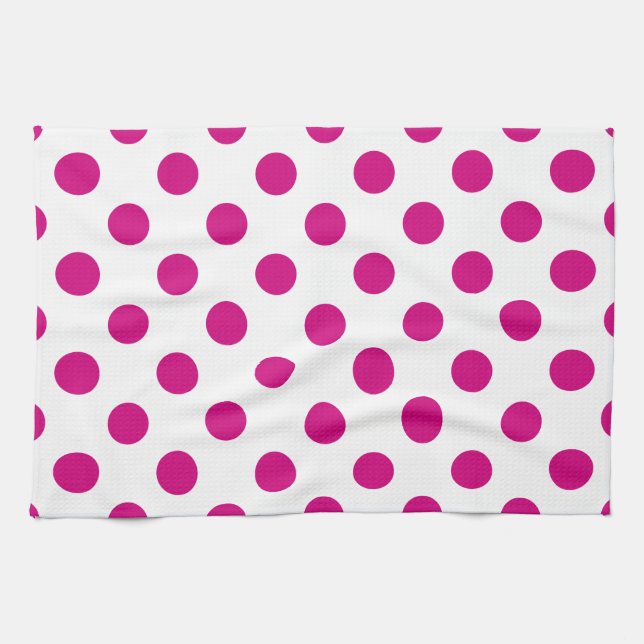 Paño De Cocina Puntos de polka de Fuchsia (Horizontal)