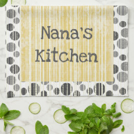 Paño De Cocina Puntos de Polka Moderno Amarillo y Gris