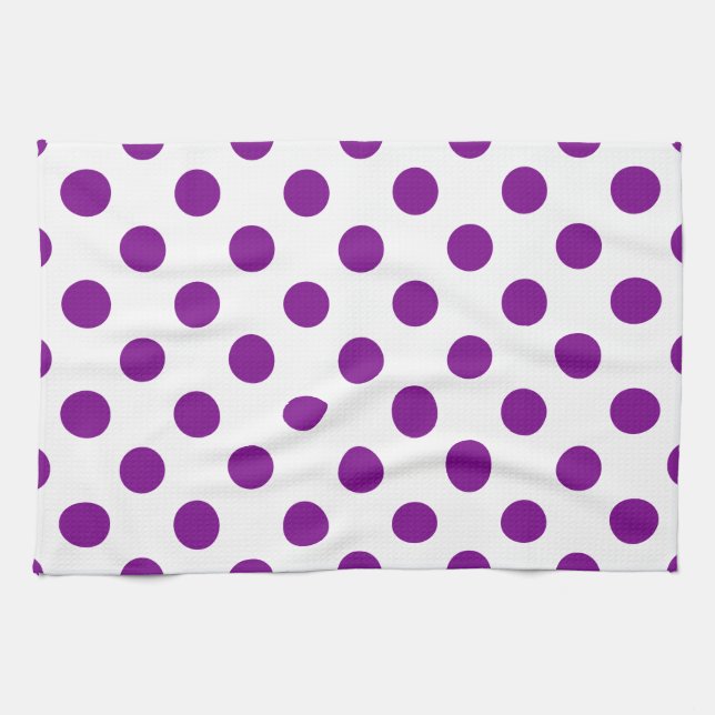 Paño De Cocina Puntos de polka morado y blanco (Horizontal)
