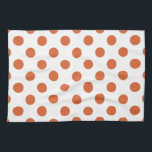 Paño De Cocina Puntos de polka naranja quemados<br><div class="desc">La polka naranja quemada tiene un fondo blanco.</div>