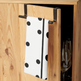 Paño De Cocina Puntos de Polka Negro Blanco Fresco