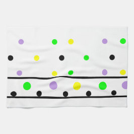 Paño De Cocina Puntos de Polka Negro Verde Morado