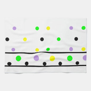 Paño De Cocina Puntos de Polka Negro Verde Morado