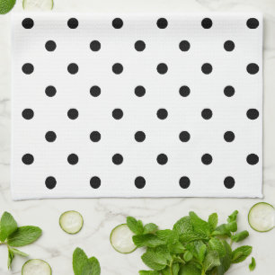 Paño De Cocina Puntos de polka negros y blancos