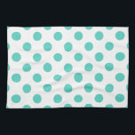 Paño De Cocina Puntos de polka turquesa<br><div class="desc">Paquetes de polka turquesa sobre fondo blanco</div>