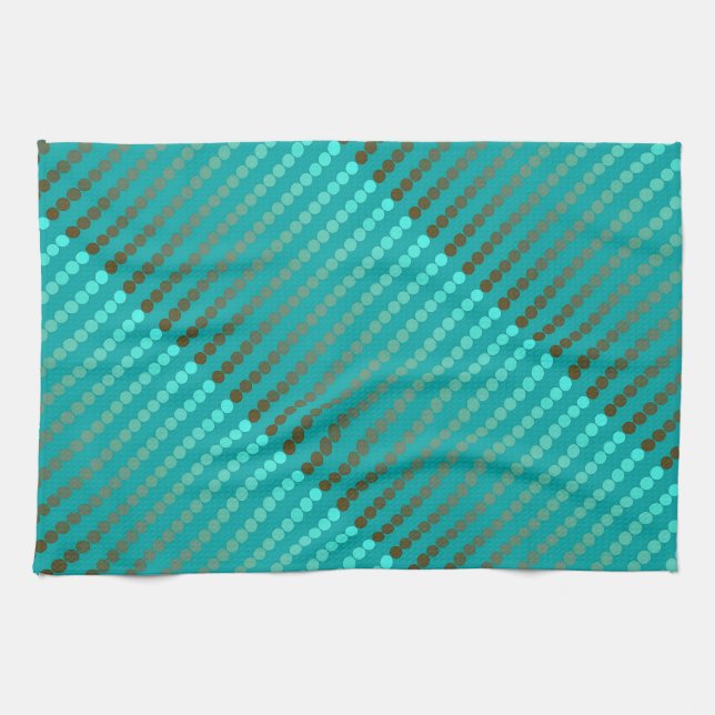 Paño De Cocina Puntos de satén - gris turquesa y turquesa (Horizontal)