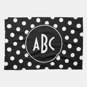 Paño De Cocina Puntos negros y blancos monogramados