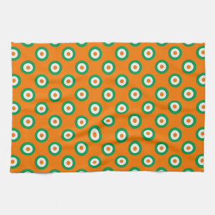 Paño De Cocina Puntos verdes/blancos/Naranjas alegres sobre el Na