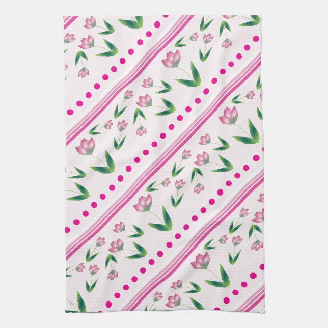 Paño De Cocina Puntos Y Flores De Polka (Vertical)