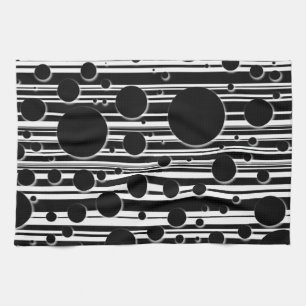 Paño De Cocina Puntos y rayas en blanco y negro