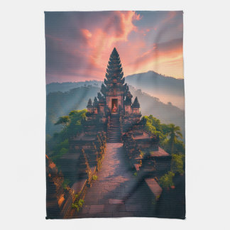 Paño De Cocina Pura Senja Bali - “Templo de Bali al Atardecer”
