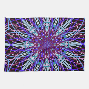 Paño De Cocina Purple Black Kaleidoscope Mandala Art
