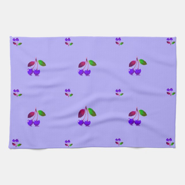 Paño De Cocina Purple Cherry Pop Art (Horizontal)