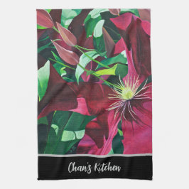 Paño De Cocina Purple Clematis Floral
